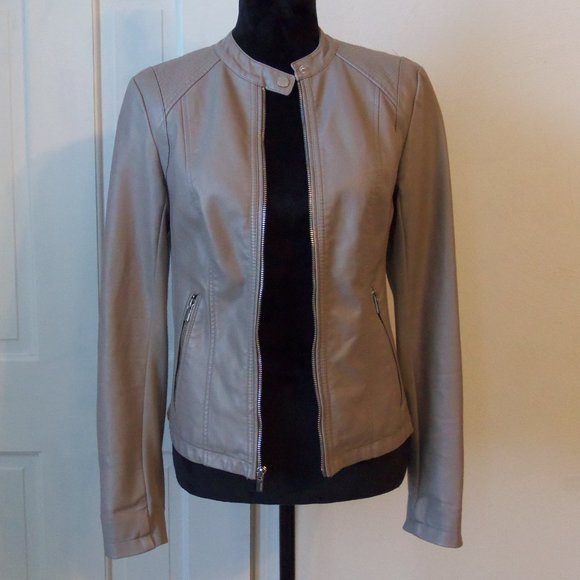 Express Jackets & Blazers - Express Faux Leather Jacket Snap Collar sz S